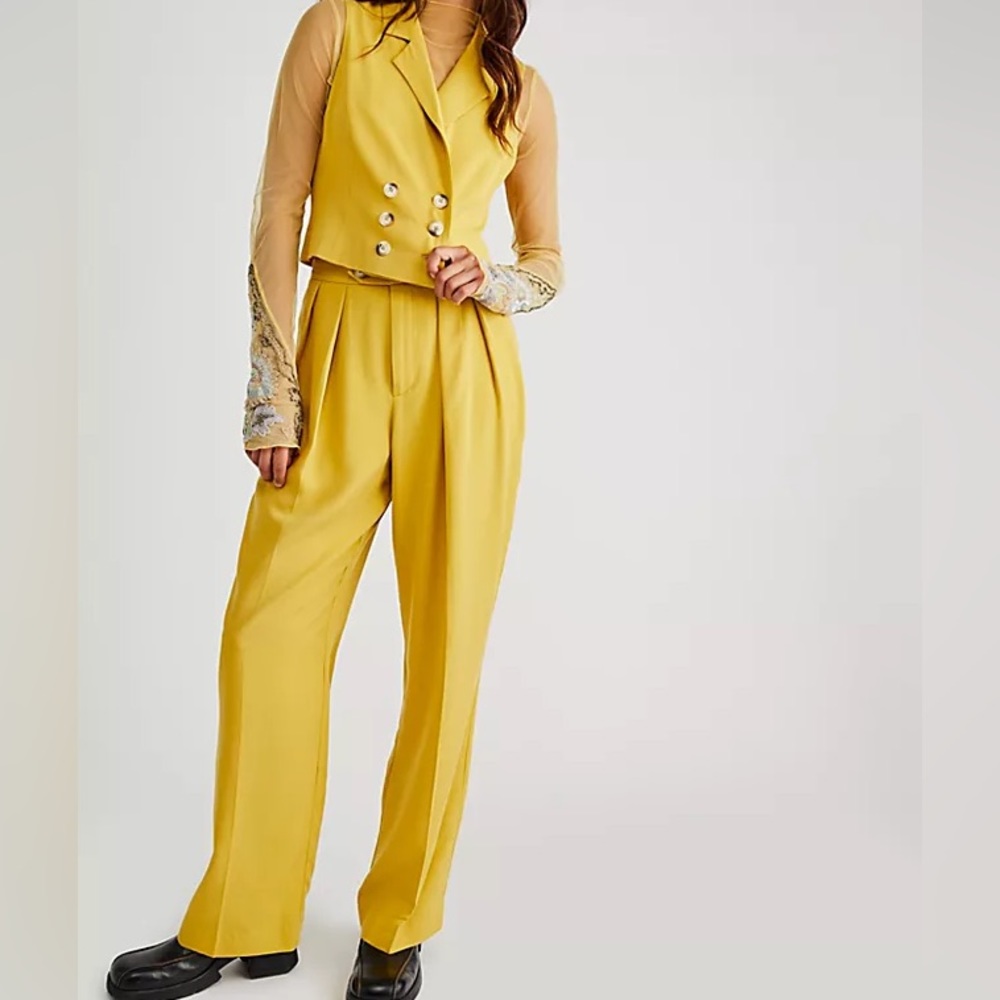 Free People Gabby Vest Suit Set Mustard Size 0 2 piece set